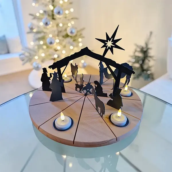 Weihnachtskrippe mit LED-Beleuchtung